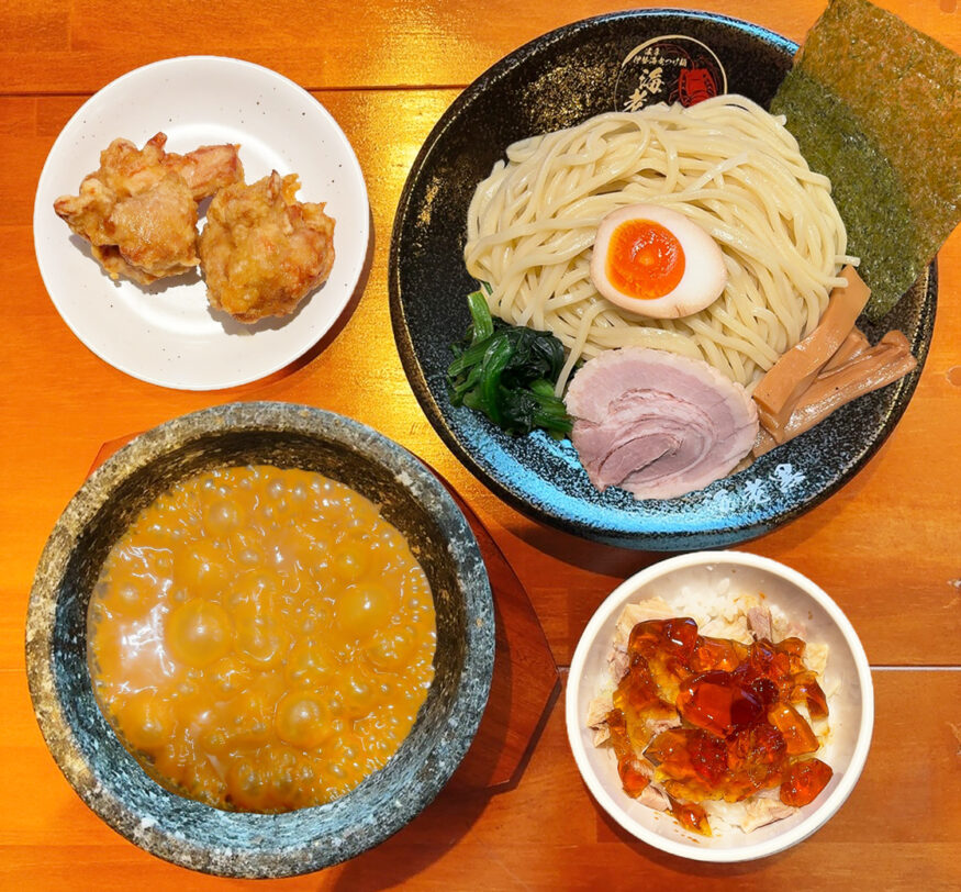  伊勢海老つけ麺＆ミニかつお飯＆唐揚げ