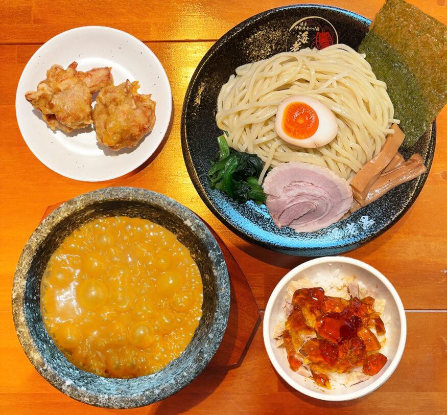  魚介つけ麺＆ミニかつお飯＆唐揚げセット